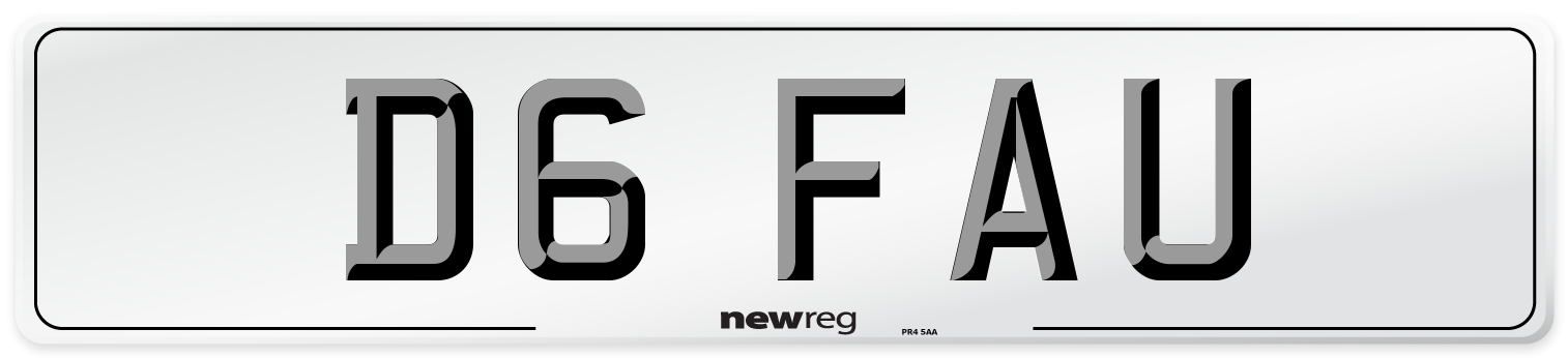 D6 FAU Number Plate from New Reg